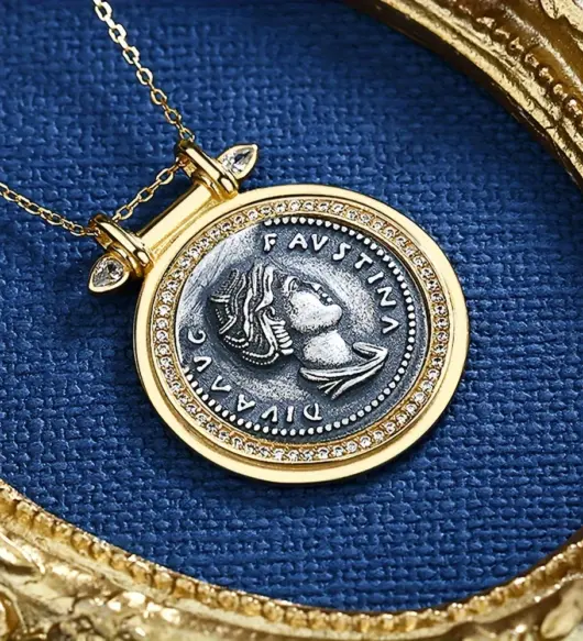Roman Antoninus Coin Pendant Necklace for Women