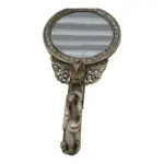 Rare Antique Hand Mirror – Silver & Jade, Circa 1850–1899