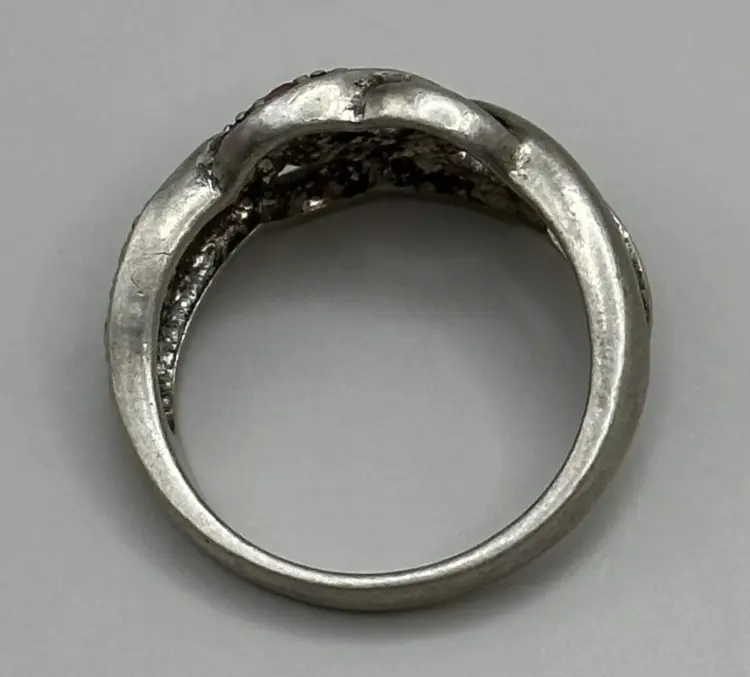 Rare Antique Solid Silver Ring with Crystal & Ruby Stones – Unique Design - Image 3