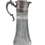 Antique Glass & Silver-Plated Wine Decanter with Ornate Detailing – Elegant Collectible