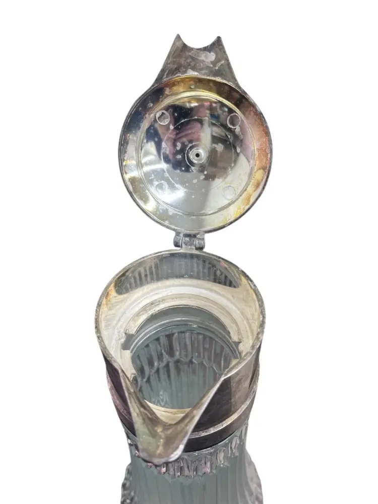 Antique Glass & Silver-Plated Wine Decanter with Ornate Detailing – Elegant Collectible - Image 2
