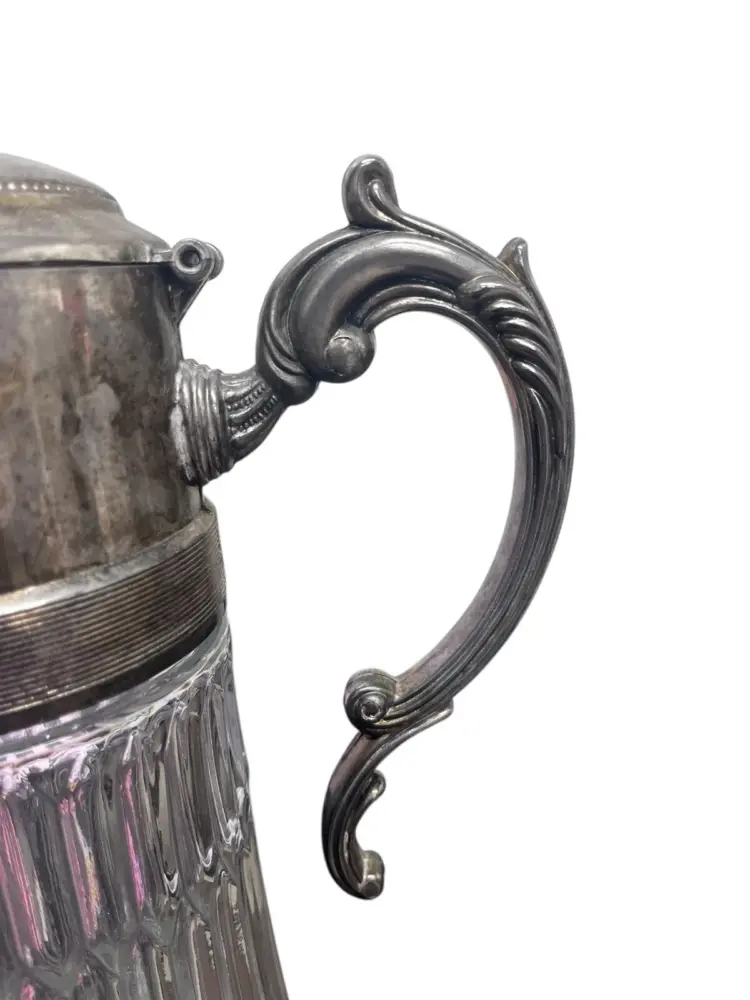 Antique Glass & Silver-Plated Wine Decanter with Ornate Detailing – Elegant Collectible - Image 3