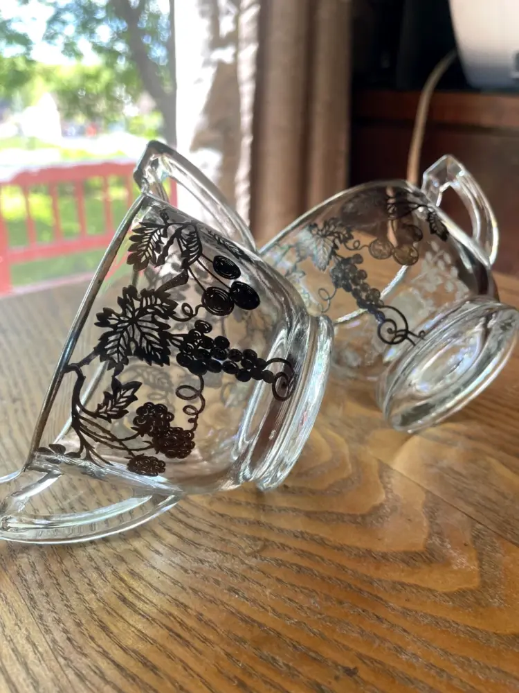 Vintage Silver Overlay Glass Sugar & Creamer Set – Grapes, Cherries & Strawberries Design (Mint Condition) - Image 3