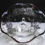 Vintage Clear Glass Ruffled Bowl with Sterling Silver City Overlay – Elegant Three-Legged Design
