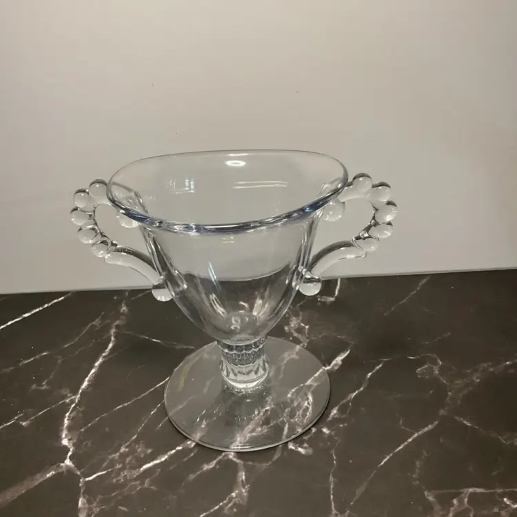 Vintage Imperial Glassware Candlewick Footed Creamer and Sugar Bowl Set – Ribbed Clear Glass - Image 2