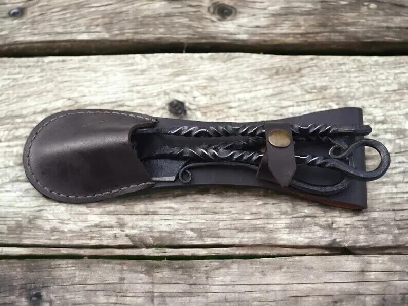 Hand-Forged Iron Cutlery Set – Vintage-Style Knife, Fork & Spoon with Spiral Handles - Image 2