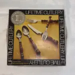 Vintage Colonial Flatware Set – 24 Pc Stainless Steel Silverware with Black Pine Wood Handles, NIB