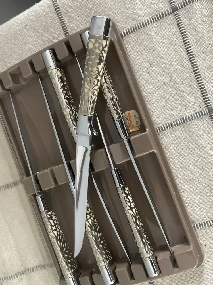 Vintage Carvel Hall by Briddell Steak Knife Set – 6-Piece Silver Overlay, New in Box - Image 3