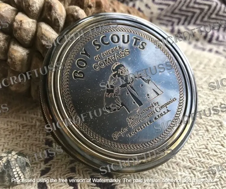Vintage Boy Scouts of America Brass Compass by Taylor Instruments – w/ Wooden Box, New - Image 3