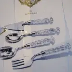 Shannon Crystal by Godinger Versailles 4-Piece Silver-Plated & Crystal Serving Utensil Set – NEW