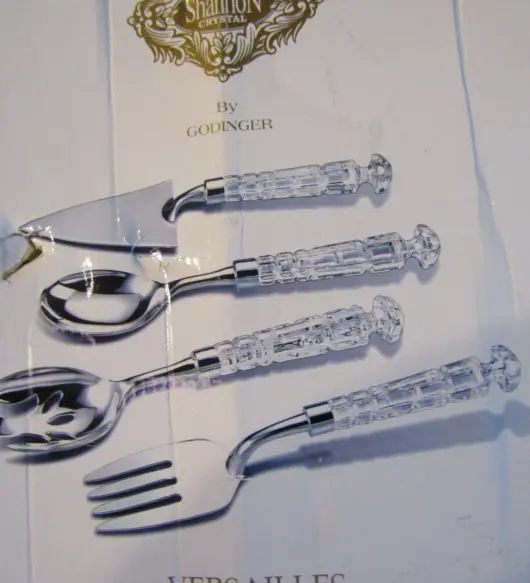 Shannon Crystal by Godinger Versailles 4-Piece Silver-Plated & Crystal Serving Utensil Set – NEW