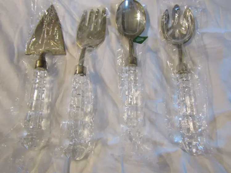 Shannon Crystal by Godinger Versailles 4-Piece Silver-Plated & Crystal Serving Utensil Set – NEW - Image 2