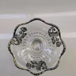 Vintage Silver City "Flanders Poppies" Pedestal Glass Bowl – Silver Overlay Mid-Century Dish