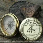 Vintage Boy Scouts of America Brass Compass by Taylor Instruments – Magnetic, Engraved, in Wooden Box
