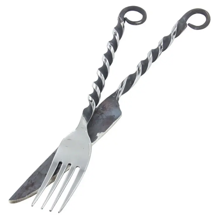 Medieval Renaissance Twisted Stainless Steel Cutlery Set with Free Sheath – Fork & Knife - Image 2
