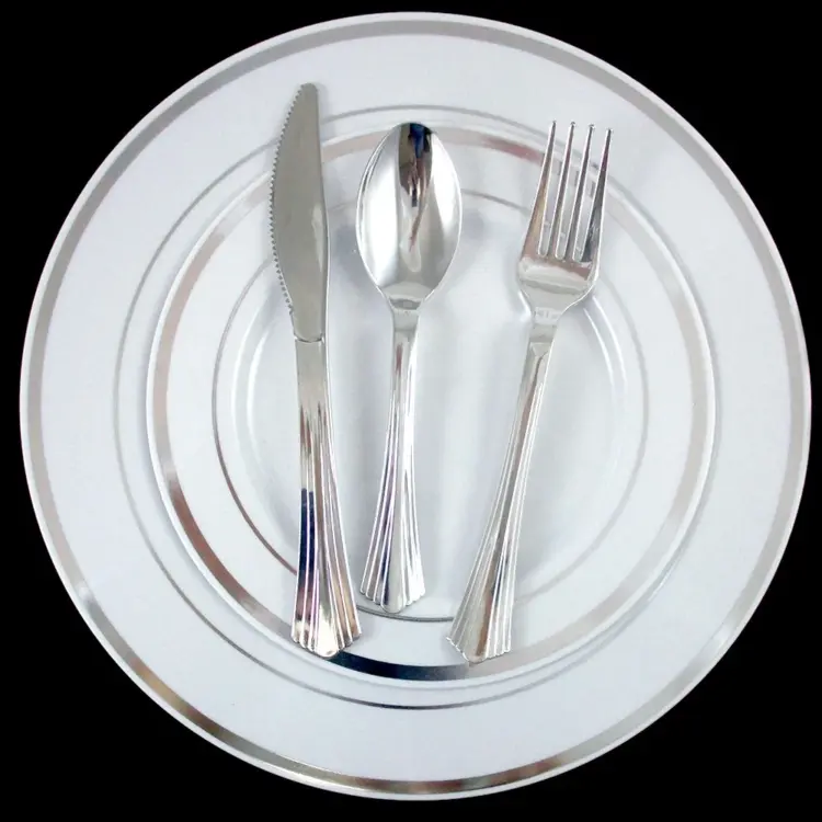 Heavyweight Plastic Wedding Dinner & Salad Plates – 9" & 7" Sets for 30 to 180 Guests