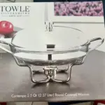 Towle Silversmiths Contempo 2.5 Quart Round Stainless Steel & Glass Food Warmer Chafing Dish