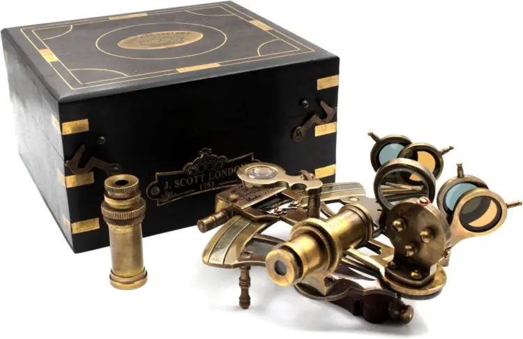 Vintage J. Scott London Brass Sextant with Original Box – Maritime Navigation Decor, NIB - Image 2