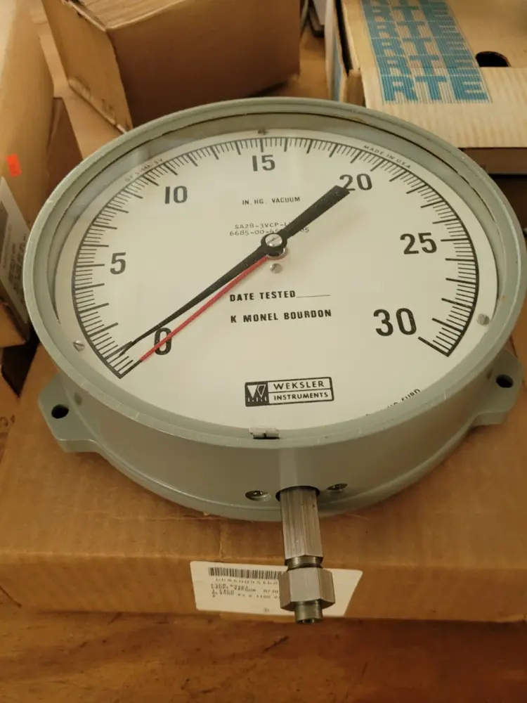 Vintage Weksler Instruments Large 9" Diameter Test Gauge – IN HG Vacuum