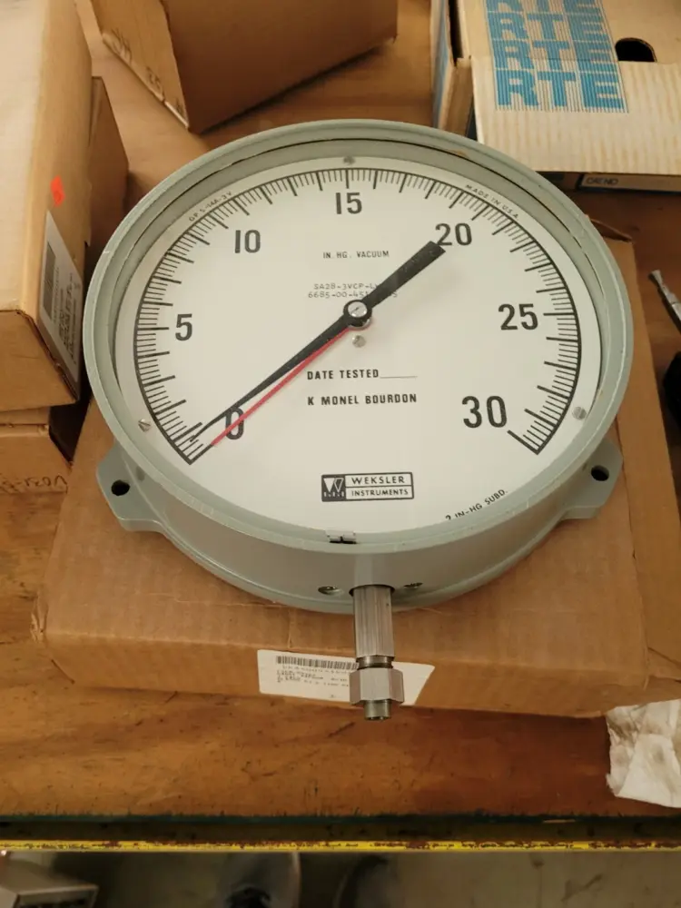 Vintage Weksler Instruments Large 9" Diameter Test Gauge – IN HG Vacuum - Image 2