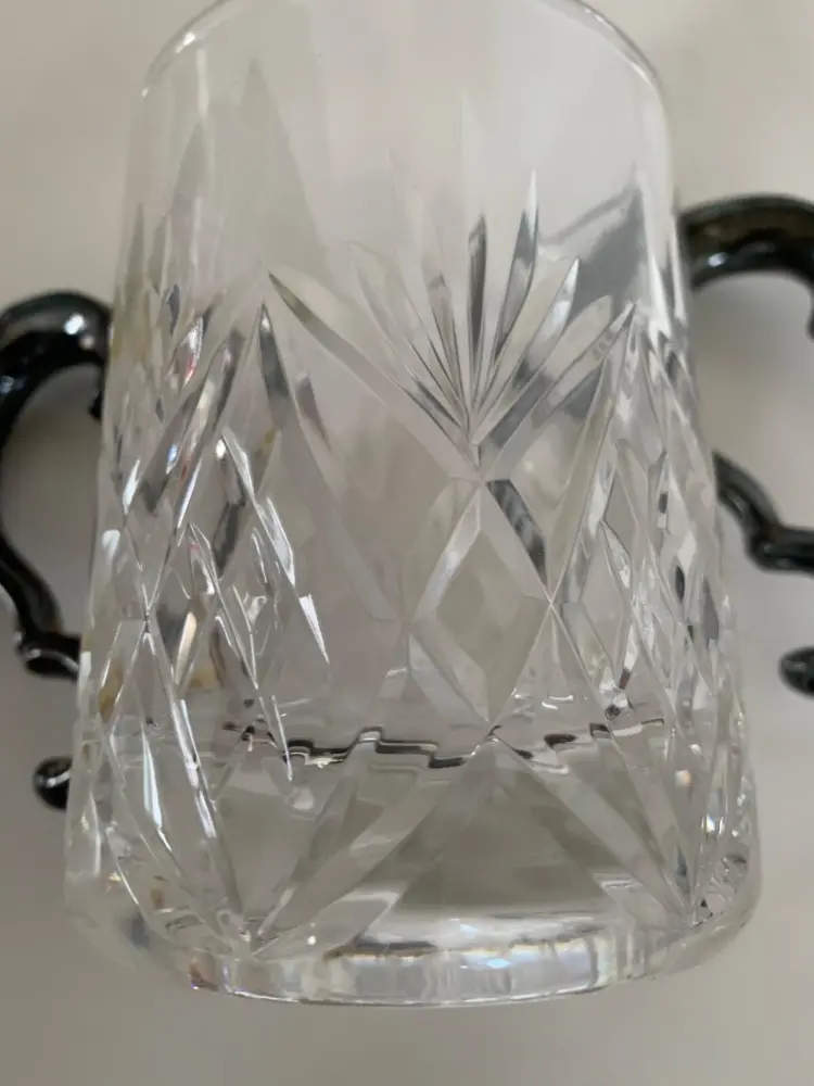 Set of 2 Royale County Crystal Tankards with Silver-Plated Handles - Image 2