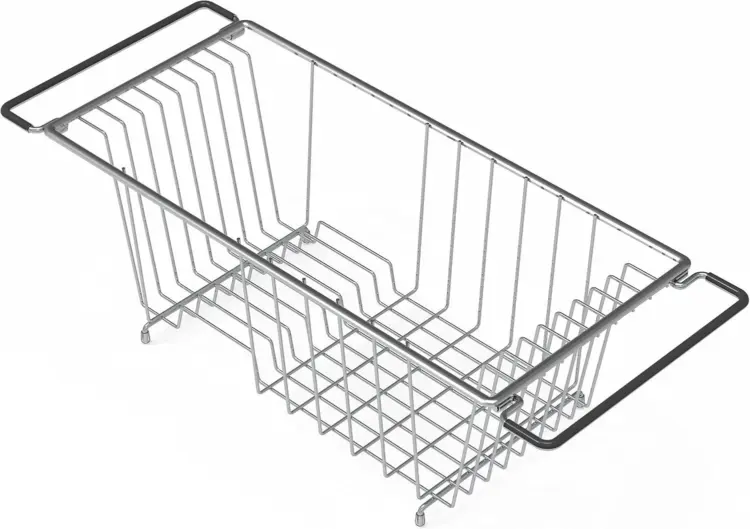 Over Sink Stainless Steel Dish Drainer Rack – Kitchen Drying Organizer, Chrome Finish - Image 3
