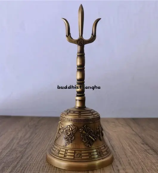 Vintage Handmade Tibetan Brass Buddhist Bells from Nepal – Traditional Hand Bells