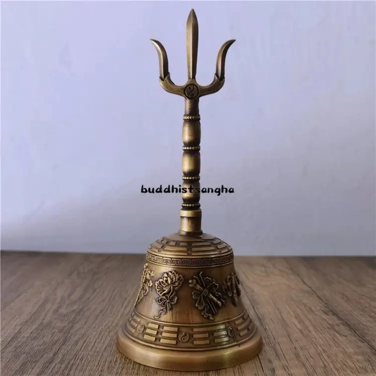 Vintage Handmade Tibetan Brass Buddhist Bells from Nepal – Traditional Hand Bells