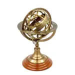 Antique Brass Armillary Sphere – Vintage Astrolabe Globe for Desktop Decor & Gift
