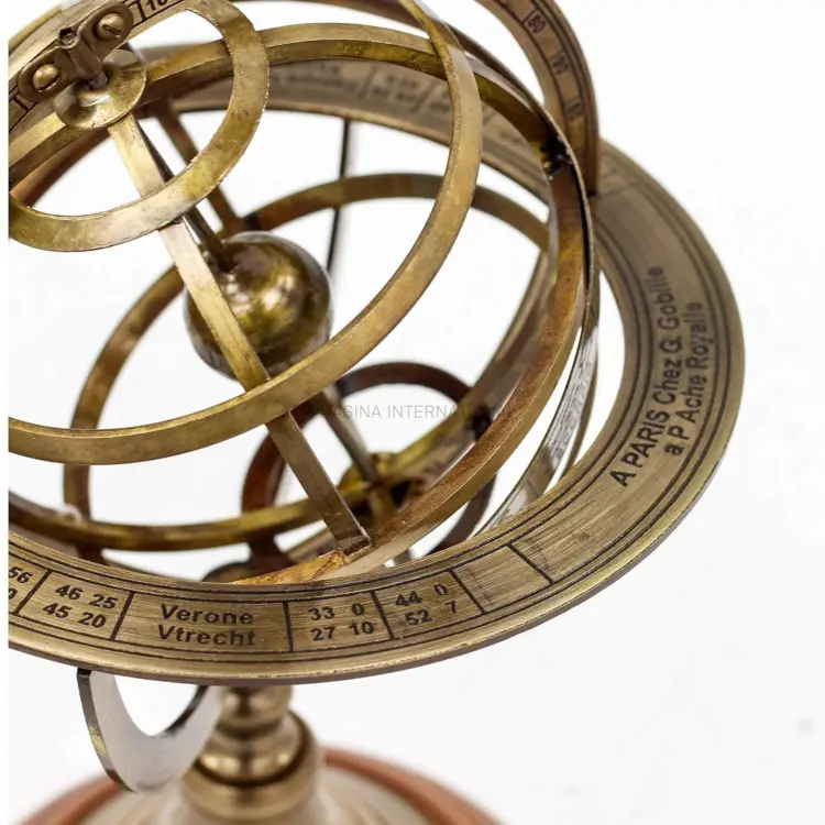 Antique Brass Armillary Sphere – Vintage Astrolabe Globe for Desktop Decor & Gift - Image 3