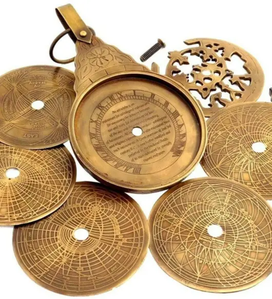 8" Antique-Style Brass Astrolabe Globe – Vintage English Maritime Navigation Decor