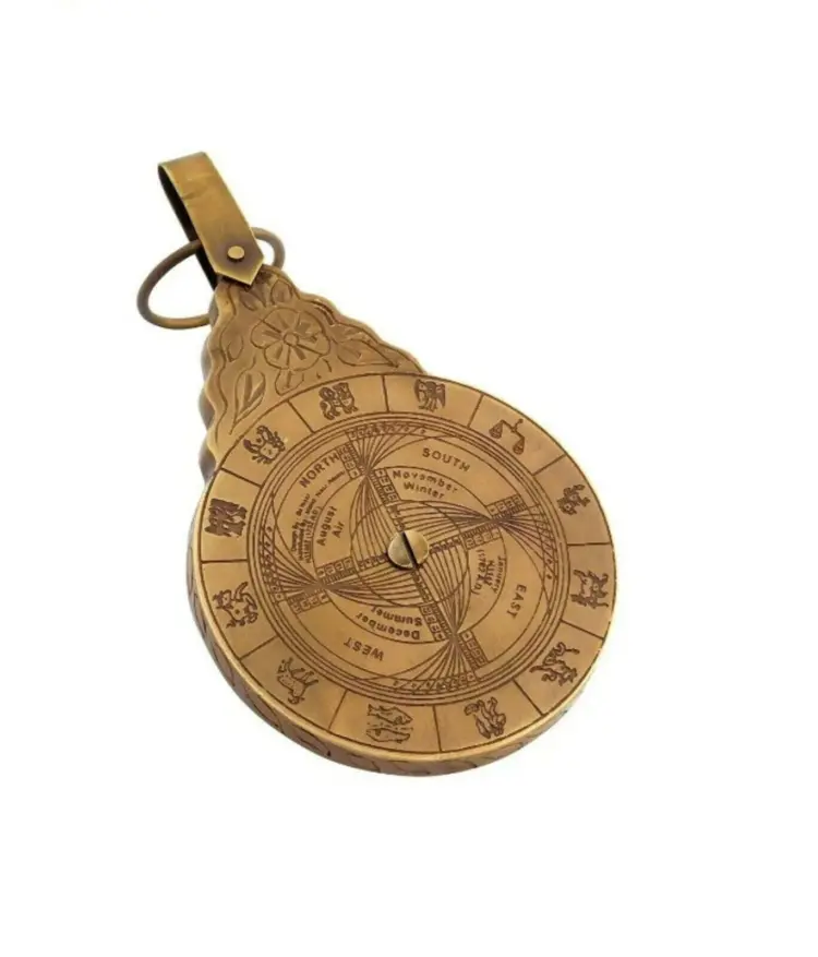 8" Antique-Style Brass Astrolabe Globe – Vintage English Maritime Navigation Decor - Image 3