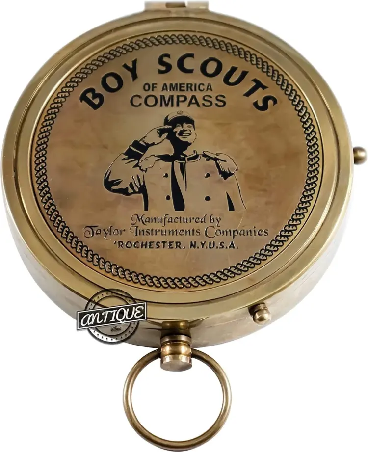 Vintage-Style Boy Scouts Brass Compass – 3" WWII Era Replica Navigation Gift - Image 2