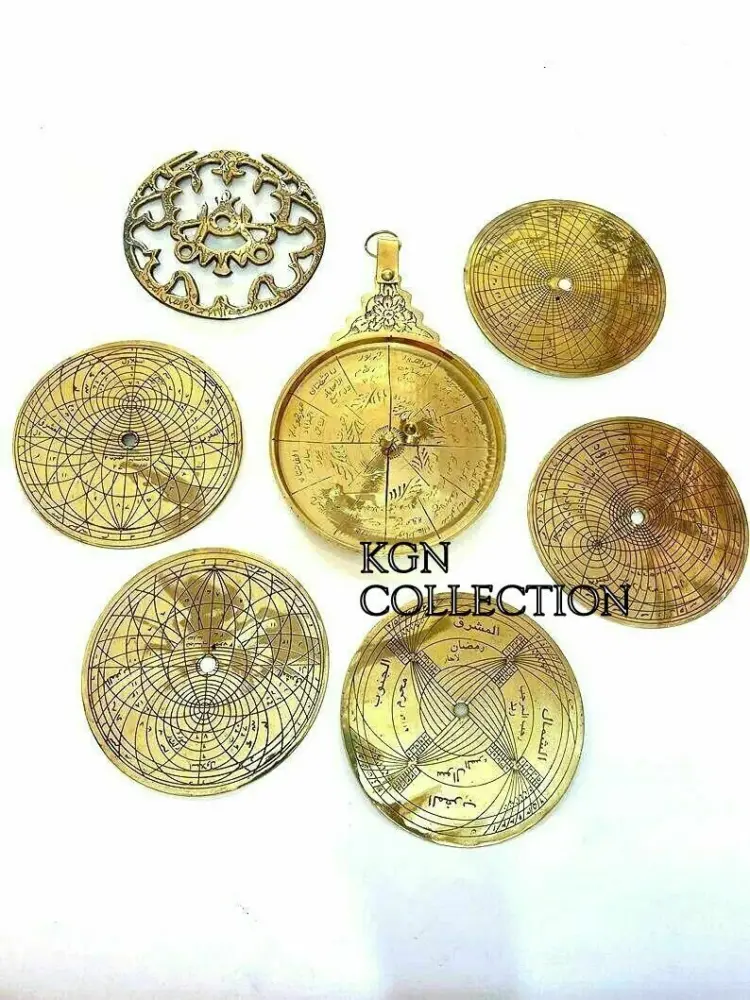 Antique-Style Arabic Astrolabe – Brass Islamic Calendar & Navigation Instrument - Image 3