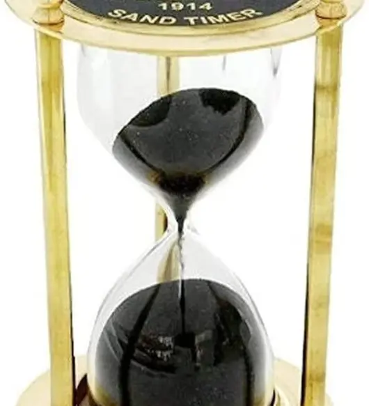 Antique Brass Hourglass Timer with Built-In Compass – Vintage Maritime-Style Decor