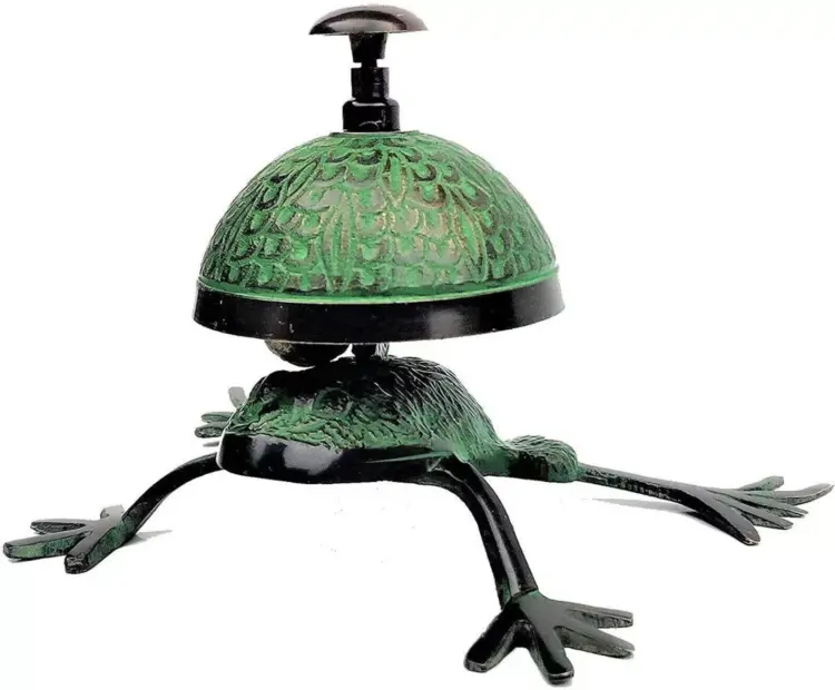 Antique Brass Frog Desk Bell – Vintage Reception & Office Counter Bell