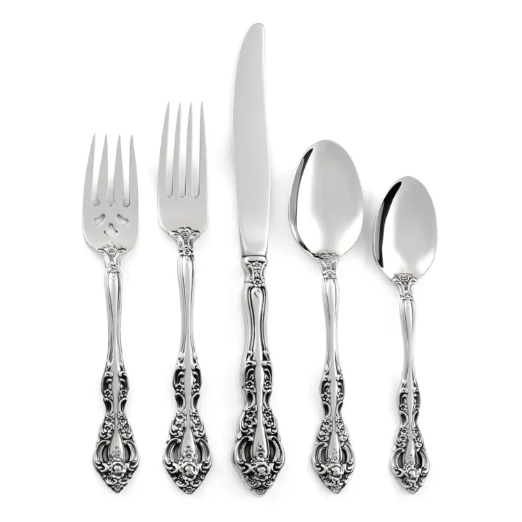 Oneida Michelangelo Heirloom Cube Stainless Steel Flatware – Glossy Silverware Set - Image 2