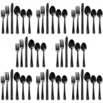 48-Piece Stainless Steel Flatware Set for 8 – Modern Glossy Silverware Dining Utensils