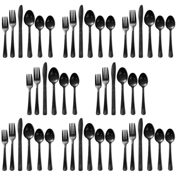 48-Piece Stainless Steel Flatware Set for 8 – Modern Glossy Silverware Dining Utensils