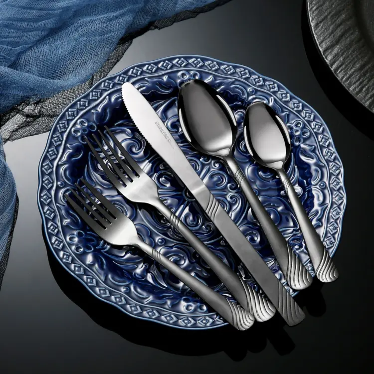 48-Piece Stainless Steel Flatware Set for 8 – Modern Glossy Silverware Dining Utensils - Image 2