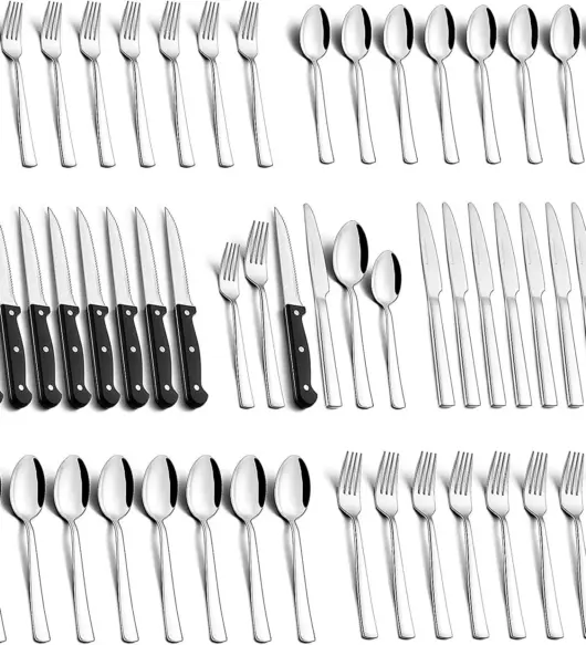 48-Piece Stainless Steel Silverware Set for 8 by Umite Chef – Flatware Utensils, Dishwasher Safe