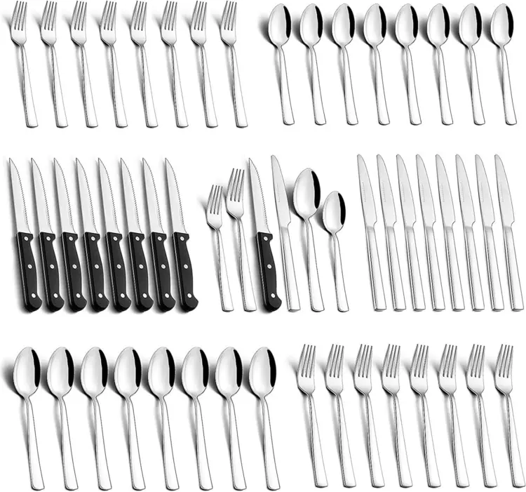 48-Piece Stainless Steel Silverware Set for 8 by Umite Chef – Flatware Utensils, Dishwasher Safe - Image 3