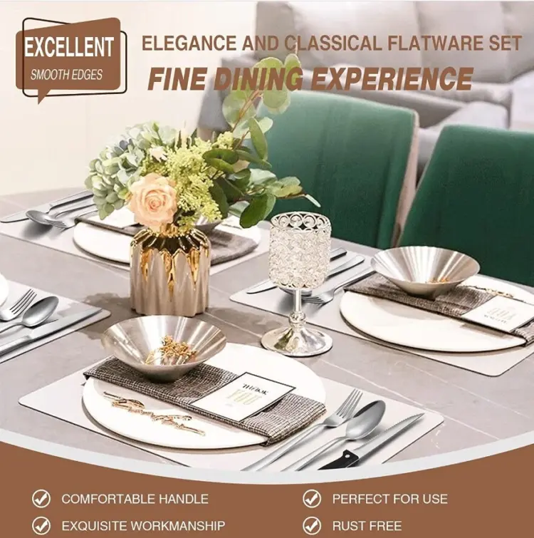 48-Piece Stainless Steel Silverware Set for 8 by Umite Chef – Flatware Utensils, Dishwasher Safe - Image 2