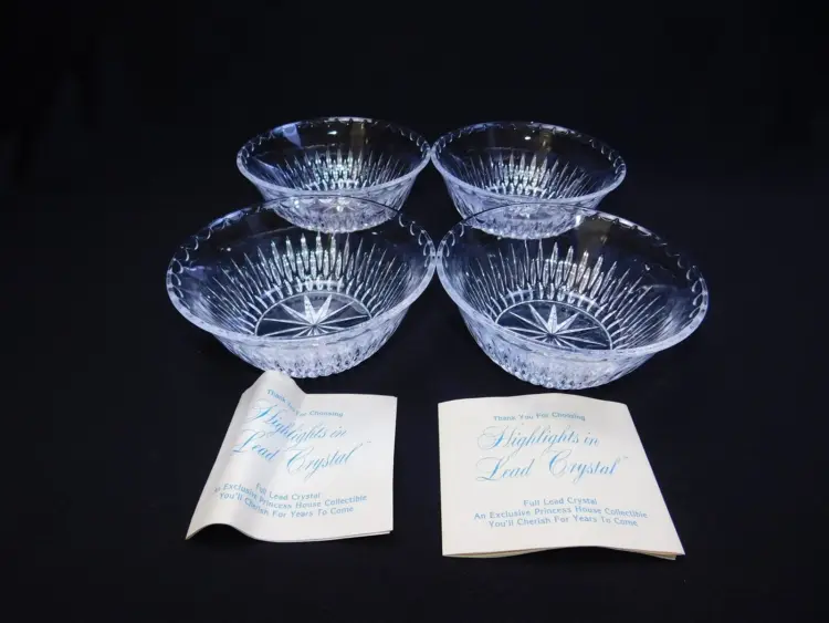 Princess House Royal Highlights Lead Crystal Bowl & Spoon Set with Silverware Rests – Set of 6, NIB - Image 3