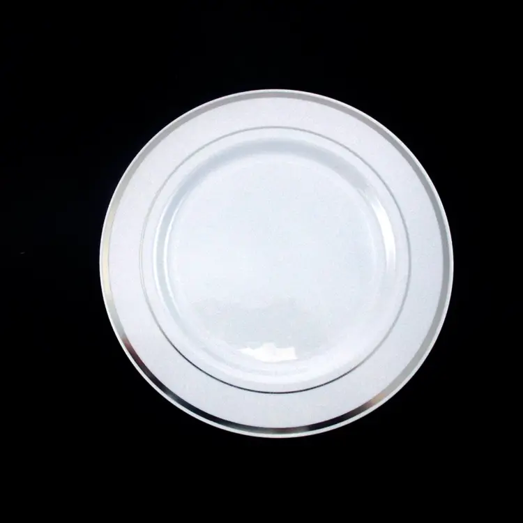 ATB Heavyweight Plastic Dinnerware Set for 30–180 Guests – Silver-Rimmed Plates & Silverware, 9" & 7" - Image 2
