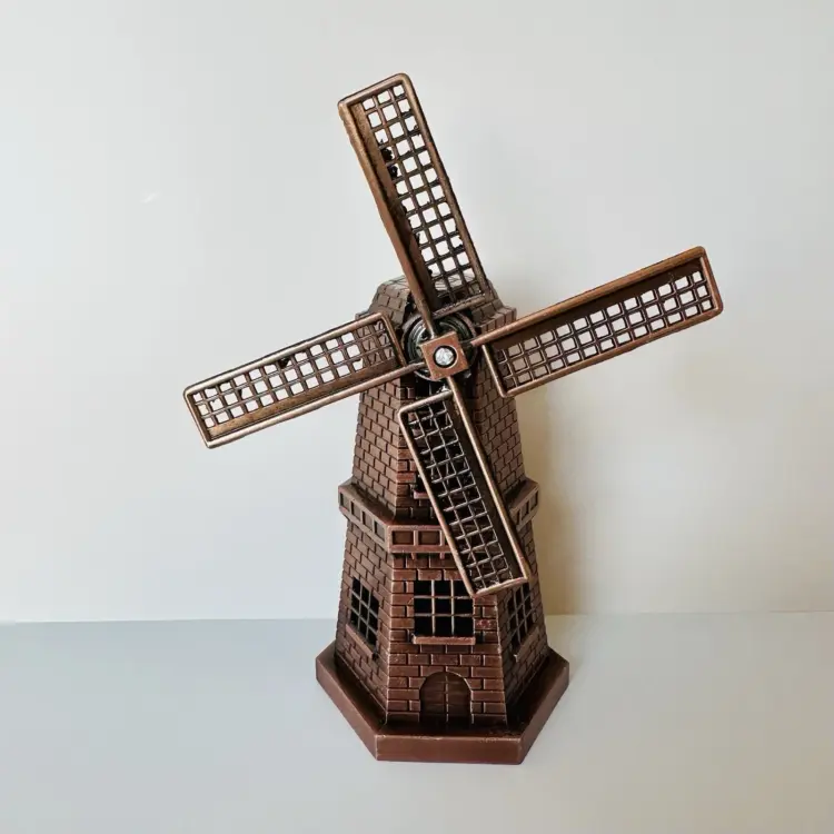 Vintage Decorative Windmill Statue – Zinc Alloy & Iron Art Sculpture