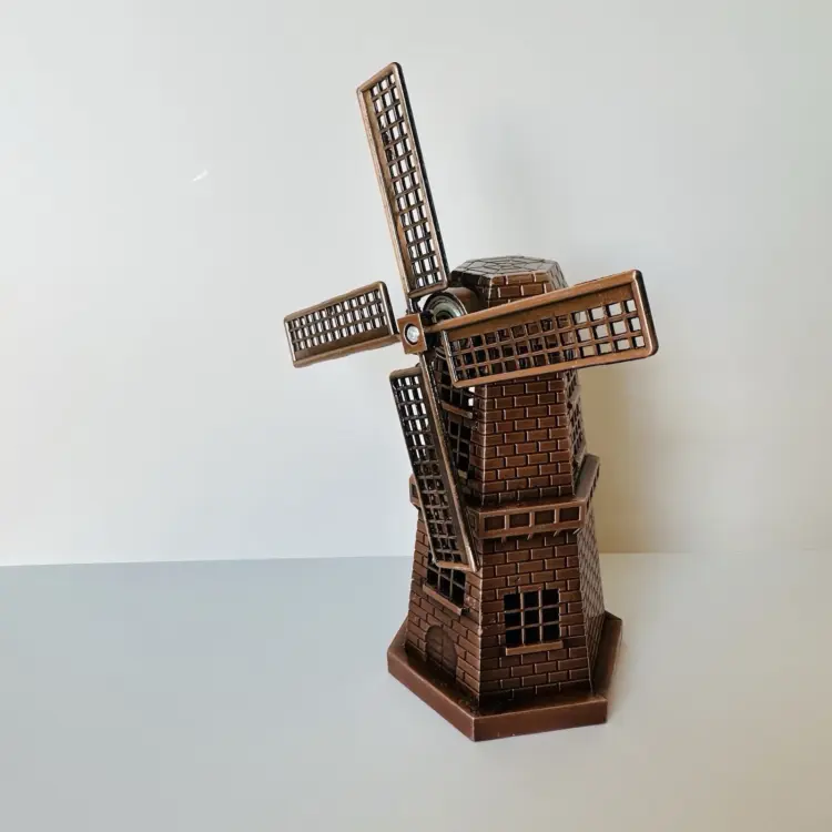 Vintage Decorative Windmill Statue – Zinc Alloy & Iron Art Sculpture - Image 2