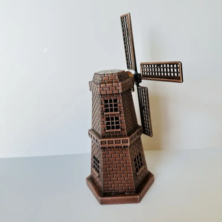 Vintage Decorative Windmill Statue – Zinc Alloy & Iron Art Sculpture - Image 3