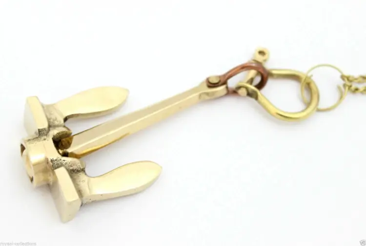Vintage Brass Anchor Keychain – Nautical Handmade Keyring Gift for Men & Women - Image 2