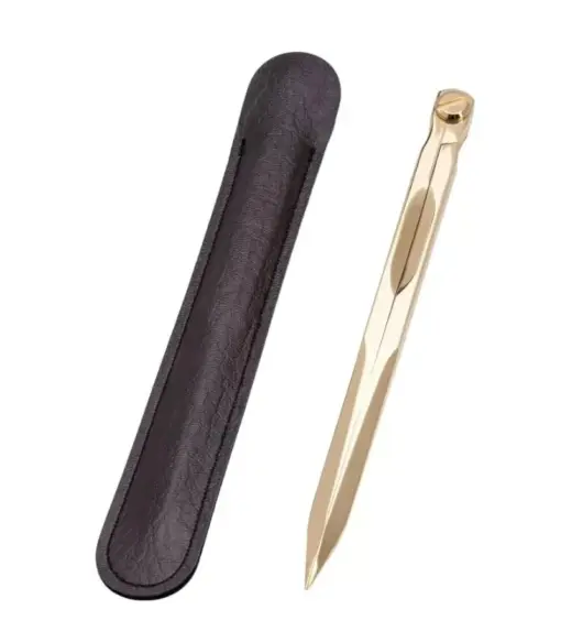 Vintage Solid Brass Navigation Divider with Leather Case – Straight Pattern Drawing Tool